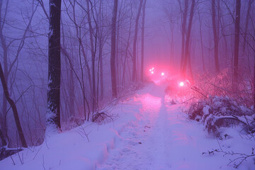 Whispers of Mist: A Soft Pastel Foggy Forest