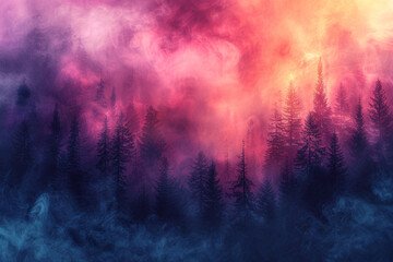 Whispers of Mist: A Soft Pastel Foggy Forest