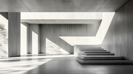 Obraz premium View of a staircase in a building with a lot of light coming through it banner copy space