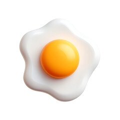 Sunny Side Up Fried Egg 3D Icon – Glossy Minimal Emoji Style, Isolated PNG object
