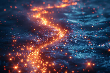 Starlit Journey: Surreal Glowing Pathway to the Cosmos