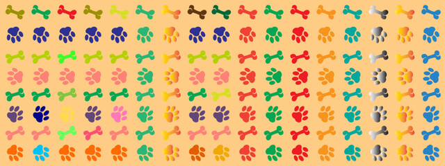 Fototapeta premium Paw Pattern. Dog Bone vector dog paw Seamless pattern design. Vector illustration.