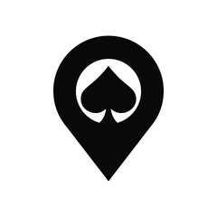 Black Spade Symbol Inside Location Pin Design Poker Navigation Icon Vector