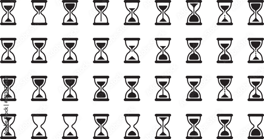 Poster high quality hourglass icon set for digital design projects featuring a single detailed hourglass ic