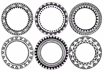 Cute Hand Drawn Boho Style vector Frames Pro Vector and Pro SVG, set of round frames