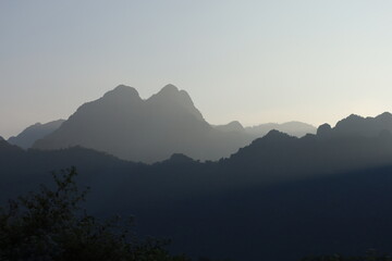 beautiful mountains and river in Vang Vieng, Laos