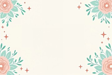 Obraz premium Elegant floral frame design with decorative leaves and flowers on a light background