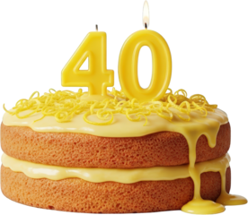 Delicious Two Layered Lemon Cake with Forty Candle Birthday Celebration