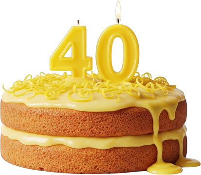 Delicious Two Layered Lemon Cake with Forty Candle Birthday Celebration