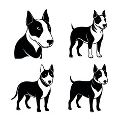 set of dogs silhouettes