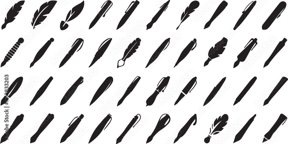 Poster high resolution pen icon design for digital use single icon in cmyk and grayscale color modes