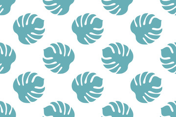 Tropical monstera leaves seamless pattern on transparent background. Editable vector, ideal for summer-themed designs, packaging, and textiles.

