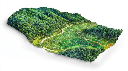 3D Terrain Map of Lush Hills