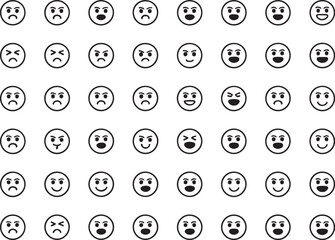 High resolution feedback faces emoticon set for customer satisfaction rating scales