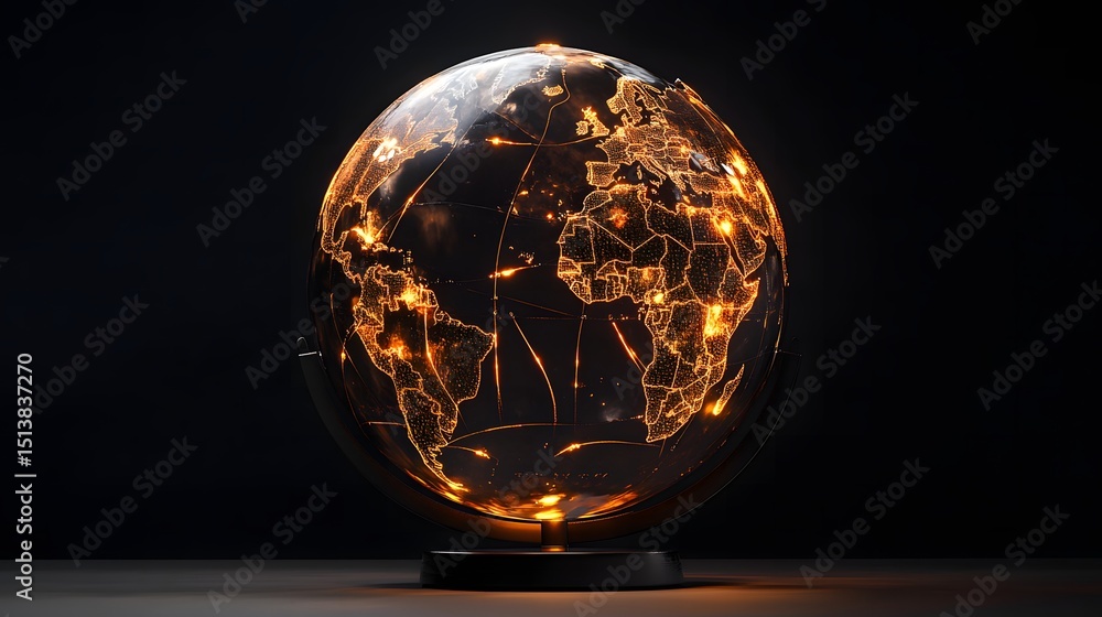 Aufkleber glowing globe with illuminated pathways representing global connectivity and modern technology in a 