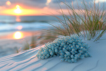 Whispers of the Shore: Beach Grasses on Serene Sands