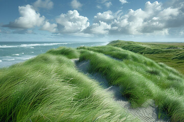 Whispers of the Shore: Beach Grasses on Serene Sands