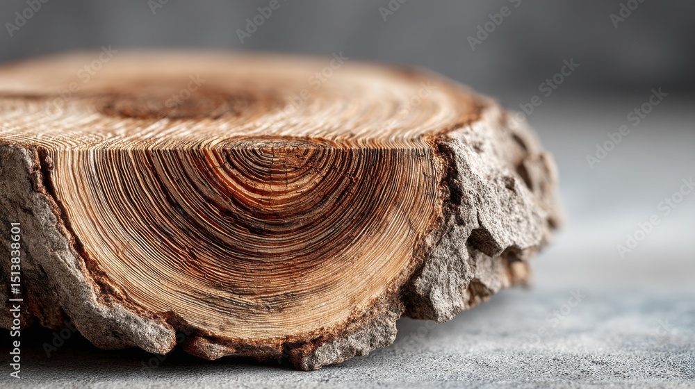 Poster close-up of a tree stump capturing the essence of performance shifts and trends in natural growth an