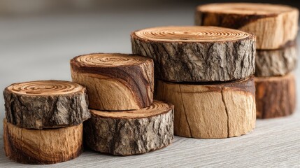 A bunch of wood logs collected together to capture trends in output and performance over time in a natural setting