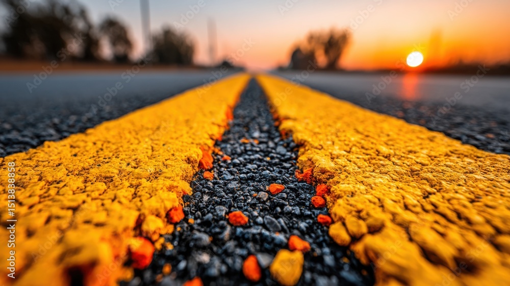 Poster road with a yellow line representing the management of time before funds run out in a conceptual res