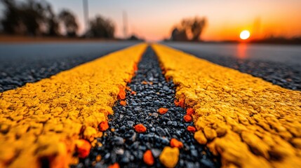 Road with a yellow line representing the management of time before funds run out in a conceptual resource insight