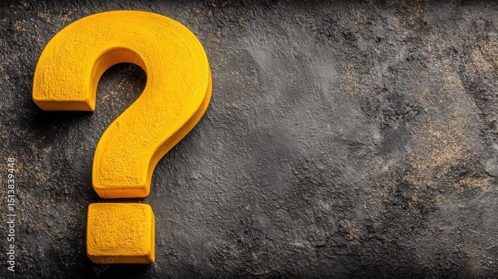 Poster yellow question mark on a black background representing the concept of minimizing confusion and remo