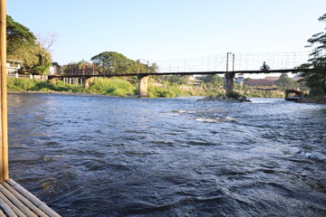 Old bridge crossing Nam Song in Vang Vieng, Laos