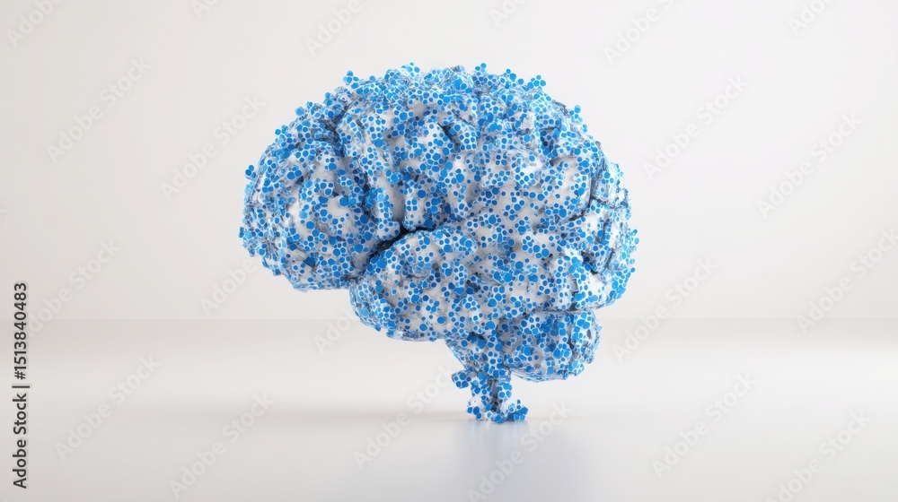 Aufkleber striking blue and white brain image representing the intersection of technology and neural circuitry