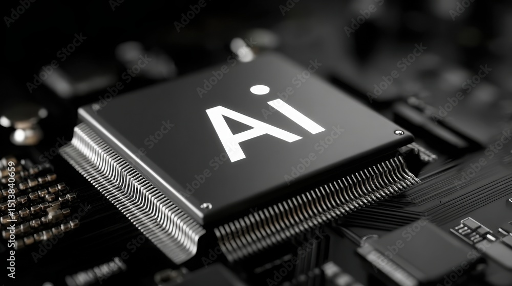 Poster central processing unit chip featuring the letter a signifying advanced neural network computation i
