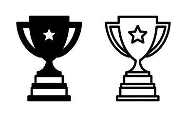 Two award winning trophy icons black and white