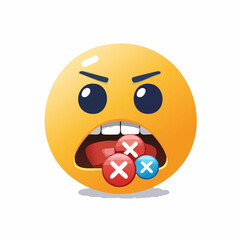 Expressing Anger and Rejection: A vivid illustration depicts an angry yellow emoji expressing fury and rejection with the use of cross marks.