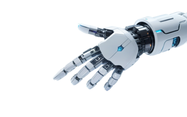 robotic hand on transparent background