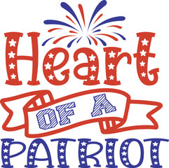 Naklejka premium Heart Of A Patriot T-Shirt Design - American Flag Patriotic Vector