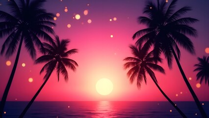 Sunny Beach Paradise Fringed by Palms