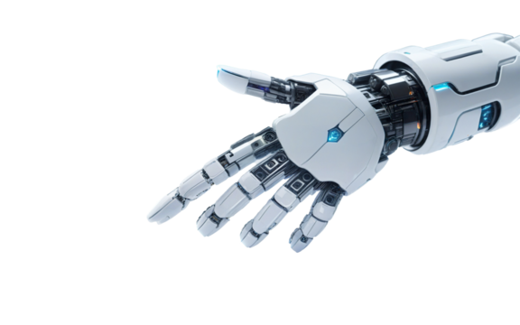 robotic hand on transparent background