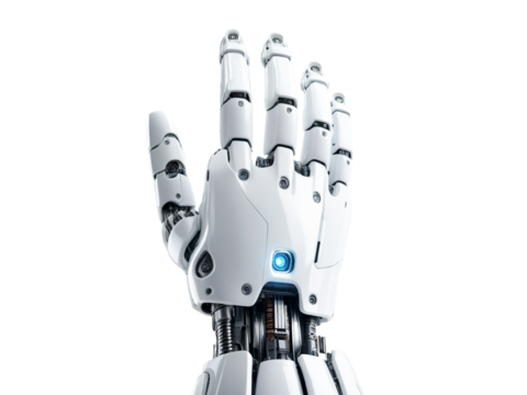 robotic hand on transparent background