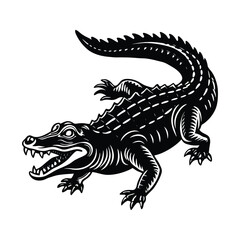 Fototapeta premium crocodile crawling vector illustration.