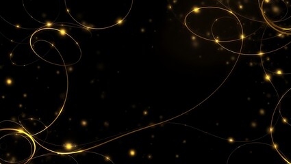 Elegant Golden Light Trails Abstract Background Sparkling Swirls and Glowing Particles