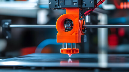 Fototapeta premium A close-up of a 3d printer head in operation.