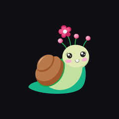 Fototapeta premium Adorable Snail with Flower Crown Cute Garden Creature Illustration