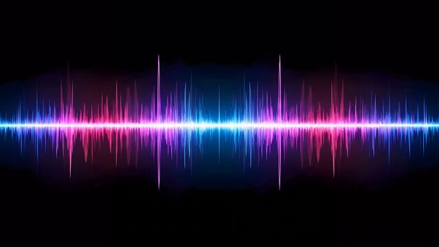 Vibrant audio waveform visualization against a stark black backdrop