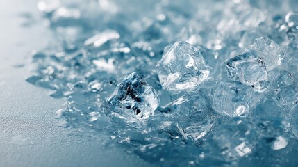 Close-Up of Melting Crushed Ice Cubes