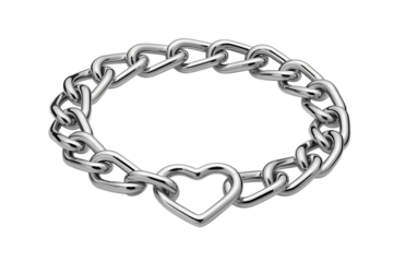 Stylish silver chain bracelet featuring a heart shape charm and gleaming metallic finish