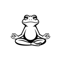 Meditative Frog Graphic: A serene frog illustration, in a meditative pose, epitomizing zen-like calm, against a backdrop.
