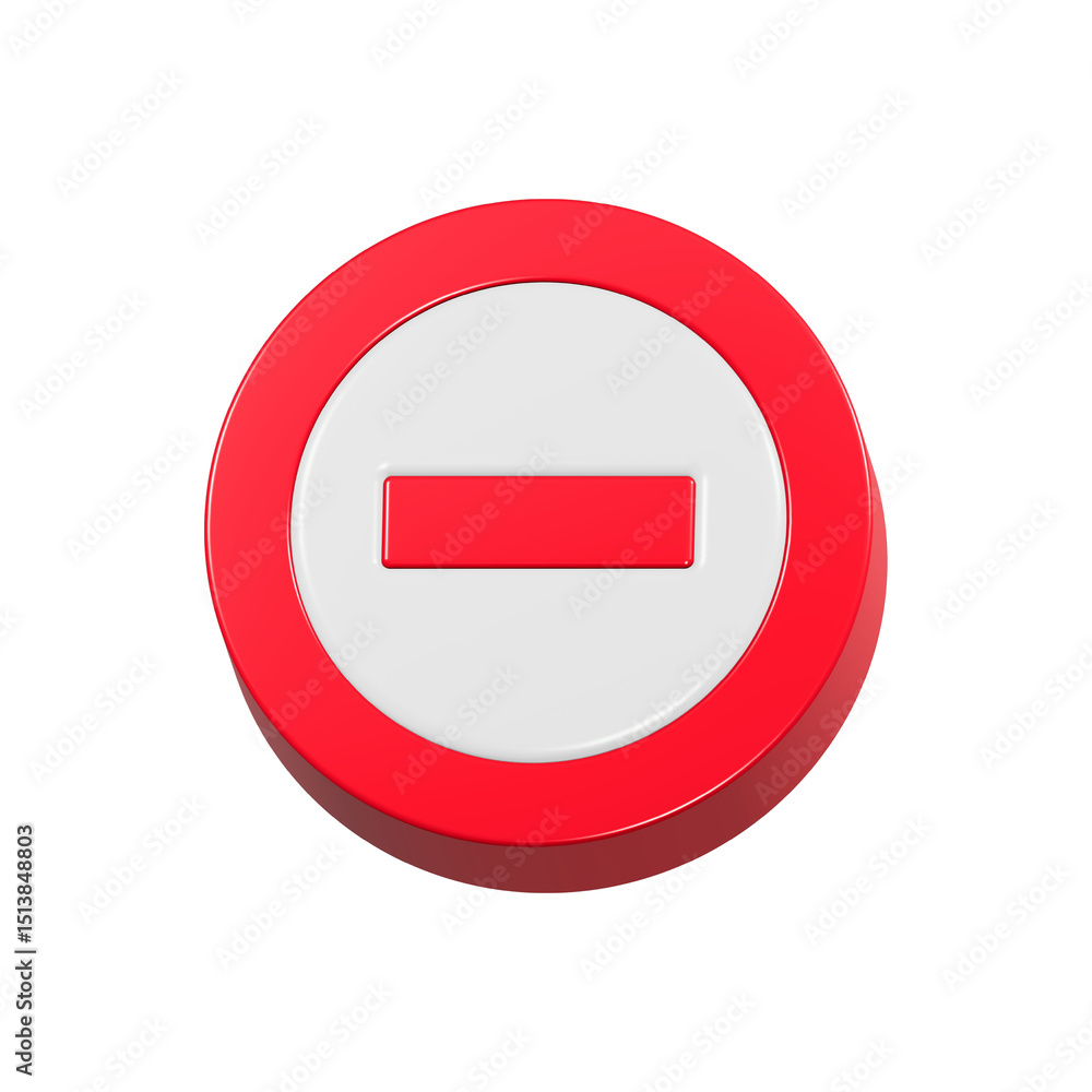 Poster wrong sign icon 3d rendering
