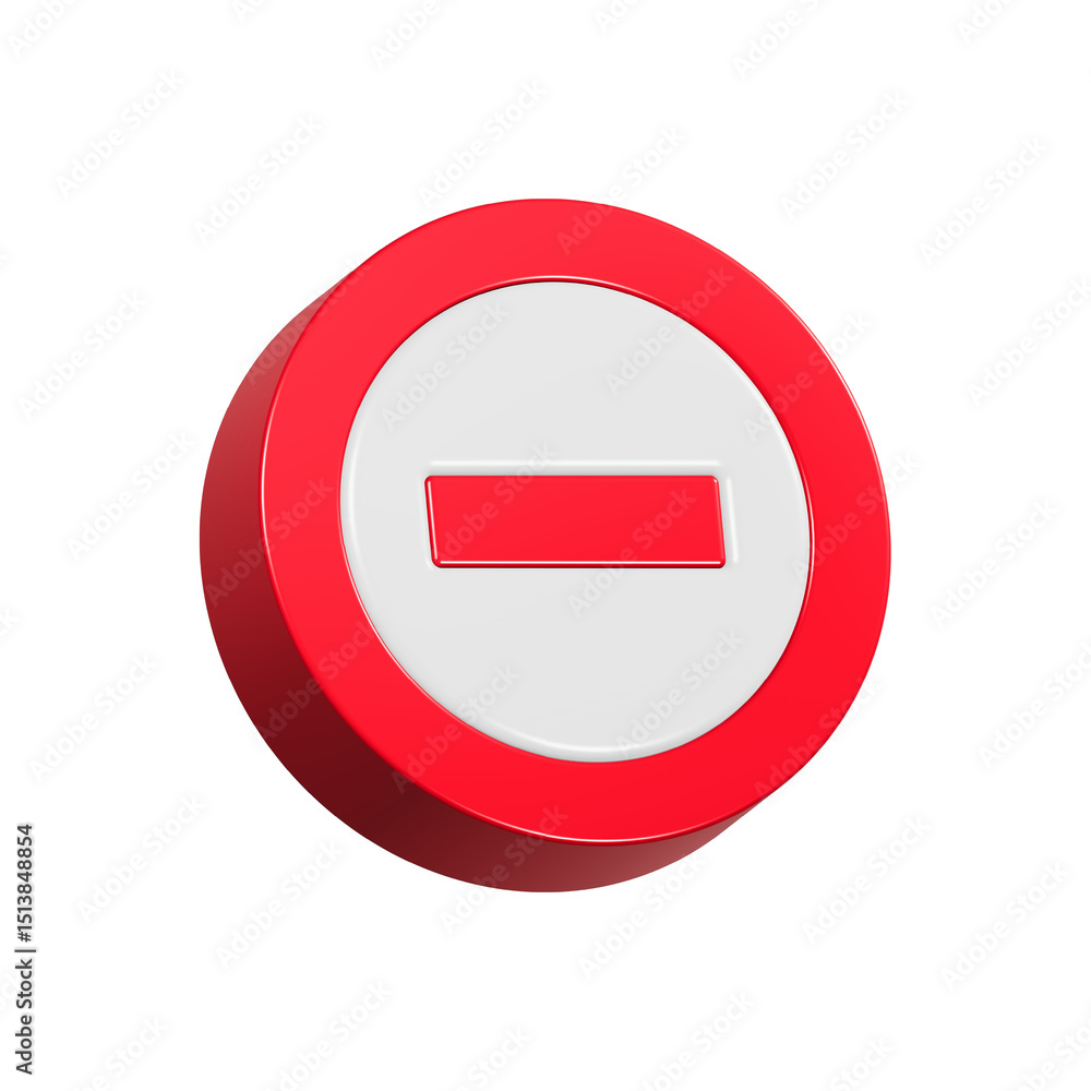 Poster wrong sign icon 3d rendering
