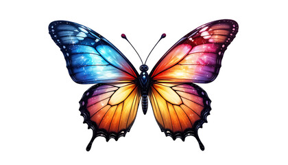 Obraz premium Vibrant Cosmic Butterfly Wings, Glowing Colors, Dark Background