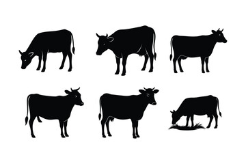 Fototapeta premium Cow Silhouette vector, Free Cow Silhouette Vector – Download High-Quality Farm Animal Graphics 