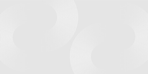 Abstract white glowing geometric lines on grey background. Modern shiny white circle lines pattern. Futuristic technology concept. Suit for cover, poster, banner, brochure, header, website