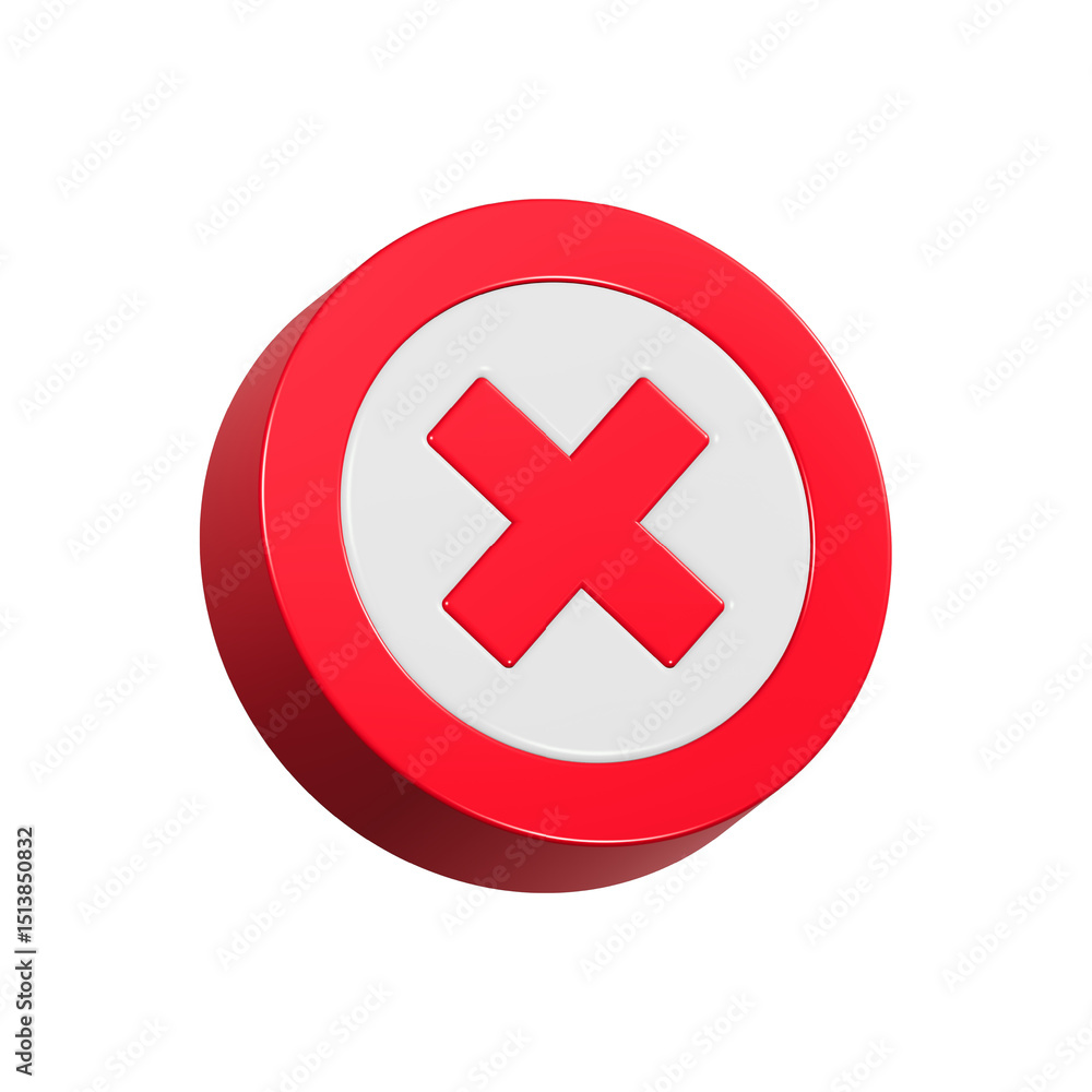 Poster wrong sign icon 3d rendering